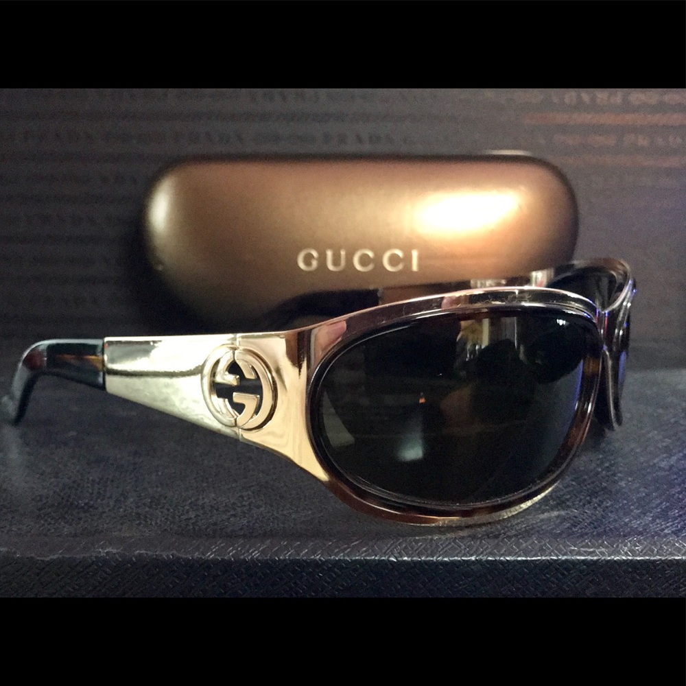 Authentic Gucci Gold Wrap around Sunglasses